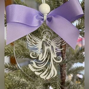 Guardian Angel Rear View Mirror Car Charm or Christmas Ornament with Ribbon Bow